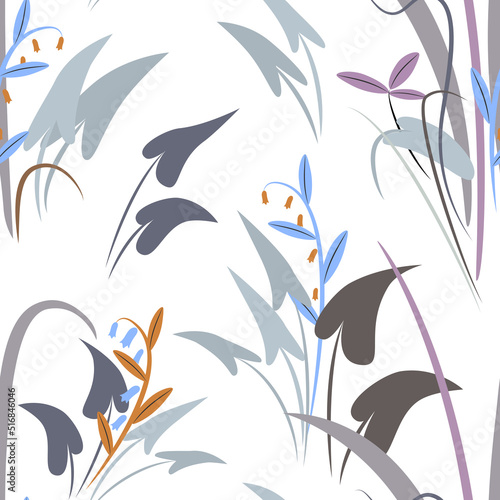 River plants on a white background. Seamless vector pattern.