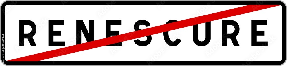 Fototapeta premium Panneau sortie ville agglomération Renescure / Town exit sign Renescure