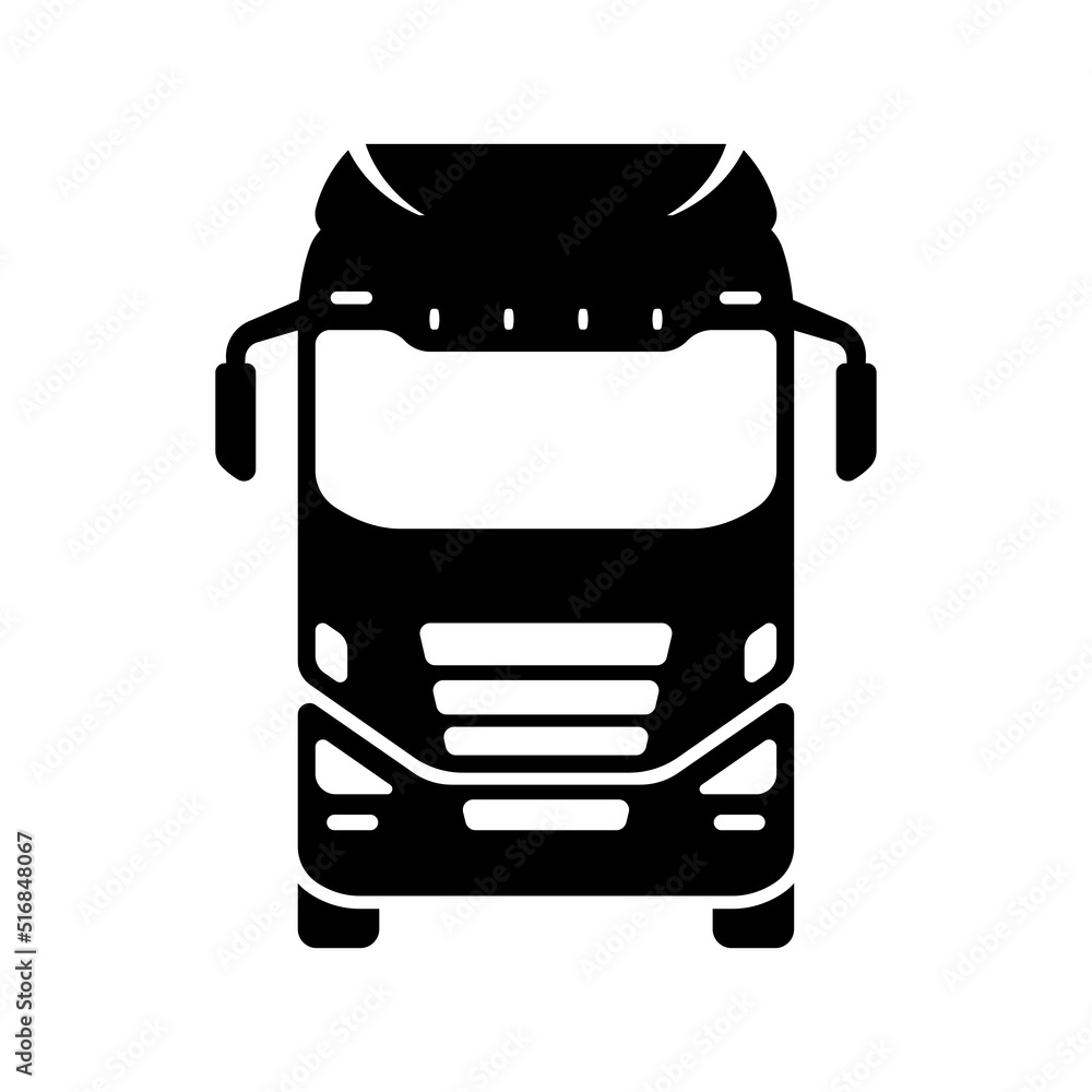 Vecteur Stock Truck icon. Black silhouette. Front view. Vector simple