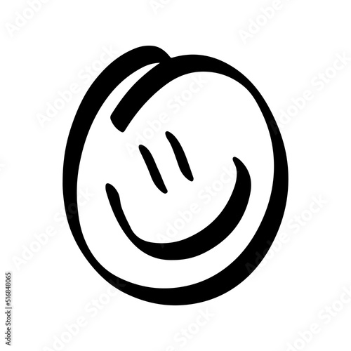 Cheerful smiley face icon. Emotion. Black contour line sketch drawing. Vector simple flat graphic hand drawn illustration. Isolated object on a white background. Isolate.