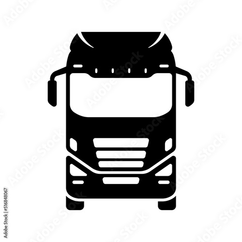 Truck icon. Black silhouette. Front view. Vector simple flat graphic illustration. Isolated object on a white background. Isolate.