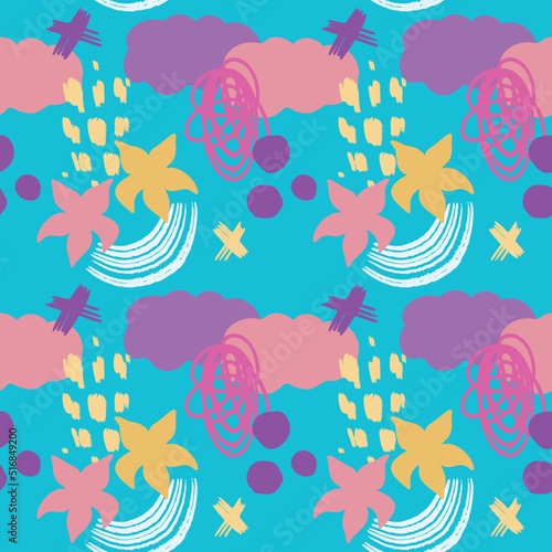 vector teenage seamless neon pattern naive style