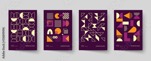 Trendy covers design. Minimal geometric shapes compositions.