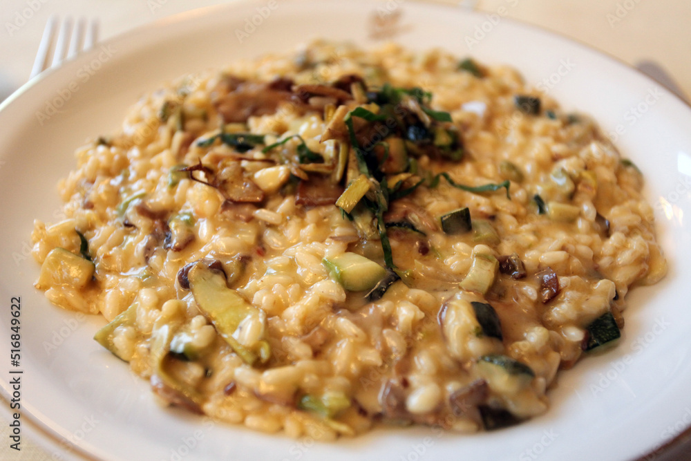 Risotto on the dinner plate.