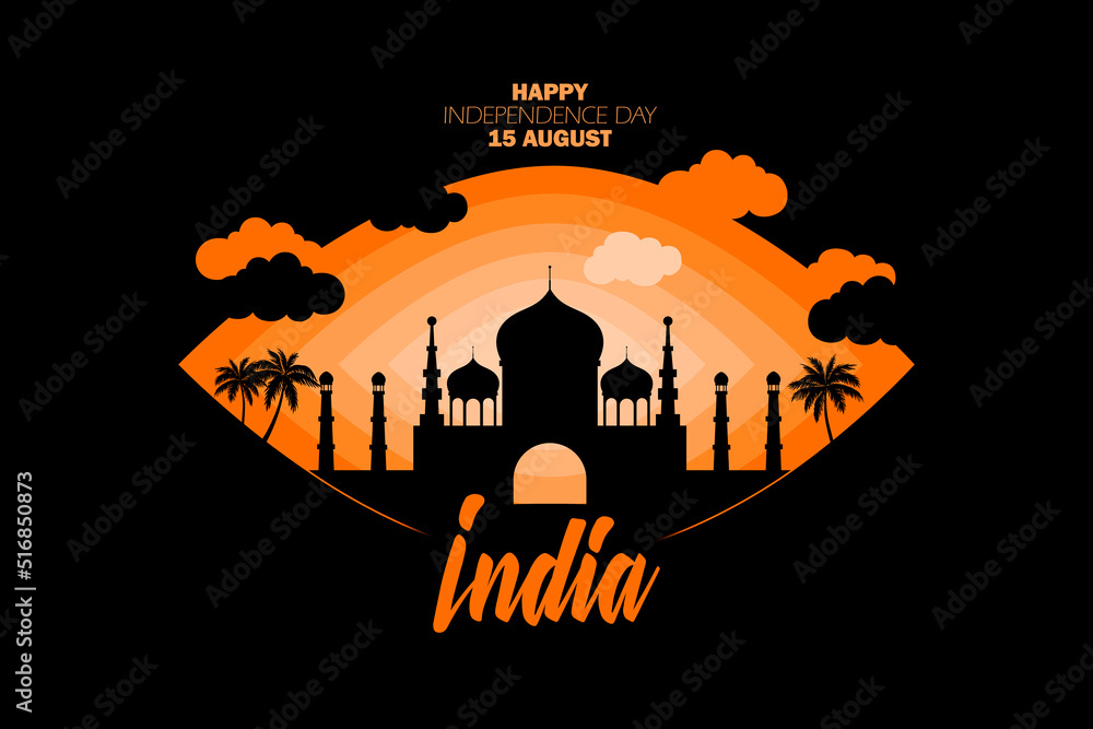 Happy Independence Day of India for 15th August. Famous monument of India.
