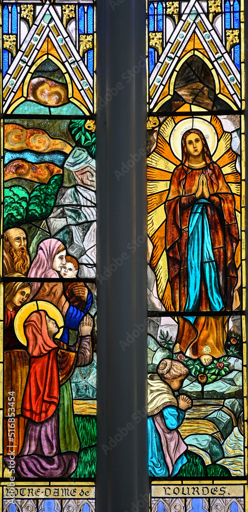 Our Lady of Lourdes stain glass