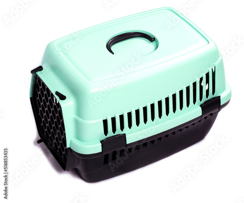 isolated image, cat carrier to follow to the vet clinic