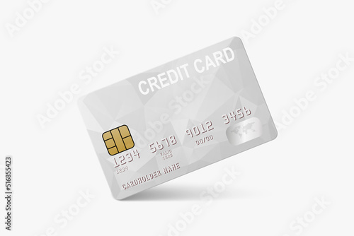 Vector 3d Realistic White Credit Card Isolated. Design Template of Plastic Credit or Debit Card for Mockup, Branding. Credit Card Payment Concept. Front View