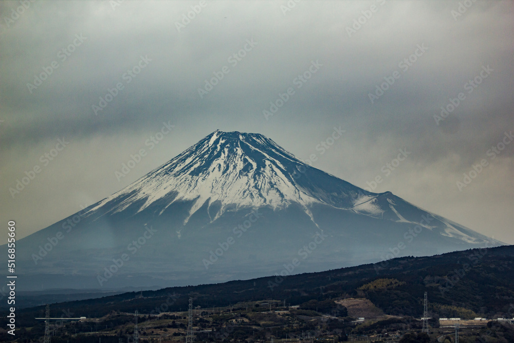 view of mount fuji on a cloudy day