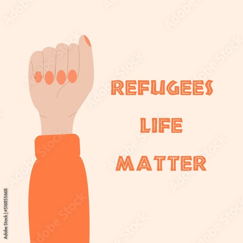 Refugees life matter concept. World refugees support and empowerment illustration.