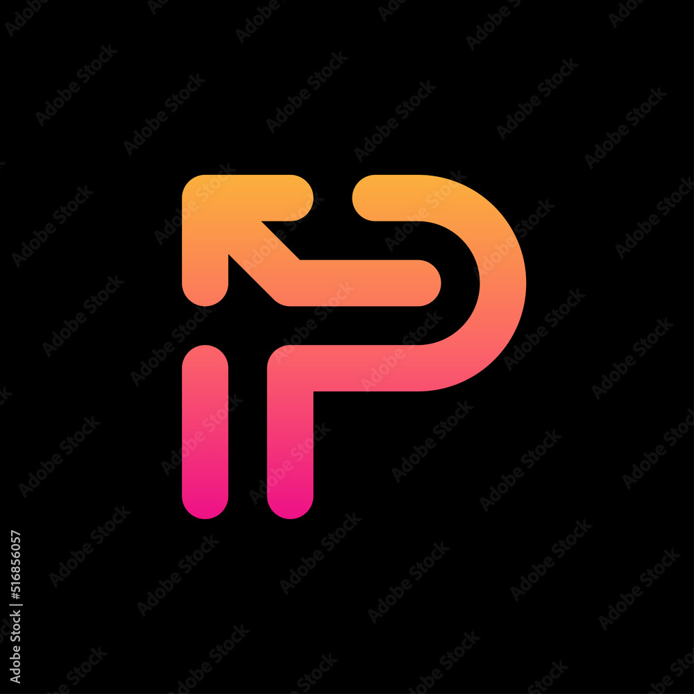 Letter P arrow modern gradient logo design Letter P arrow modern gradient logo design