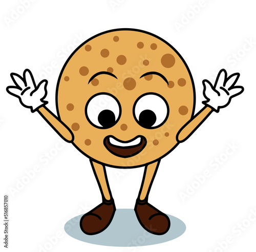 Brazilian cheese bread mascot character. It is typical snack of the Brazil. Illustration isolated on white background.