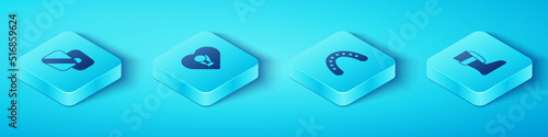 Set Isometric Boxing training paws, glove, Sport boxing shoes and Mouth guard boxer icon. Vector