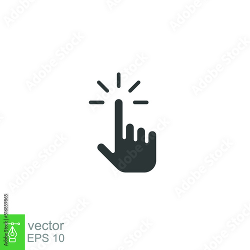 Clicking finger icon. Hand click, pointer symbol. Vector illustration isolated. Simple solid style. EPS 10. 