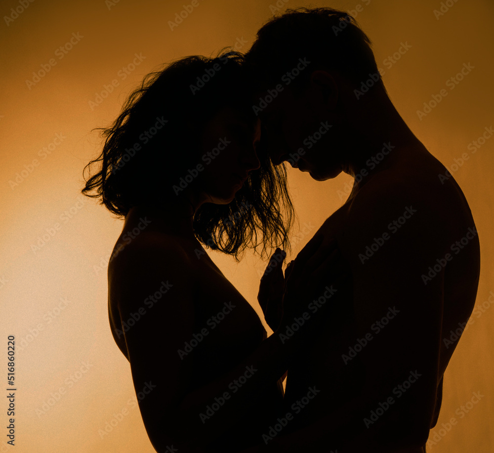silhouette of a couple. Couple in