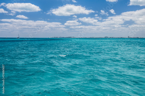 Turquoise clear water, blue water, Caribbean ocean, Cancun, Yucatan, Mexico
