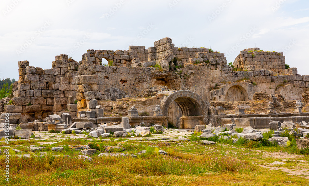 Nymphaeum of Perge. Ruins of ancient Pamphylian city located in Antalya Province, Turkey.
