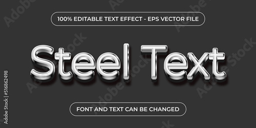white steel editable 3d text effect