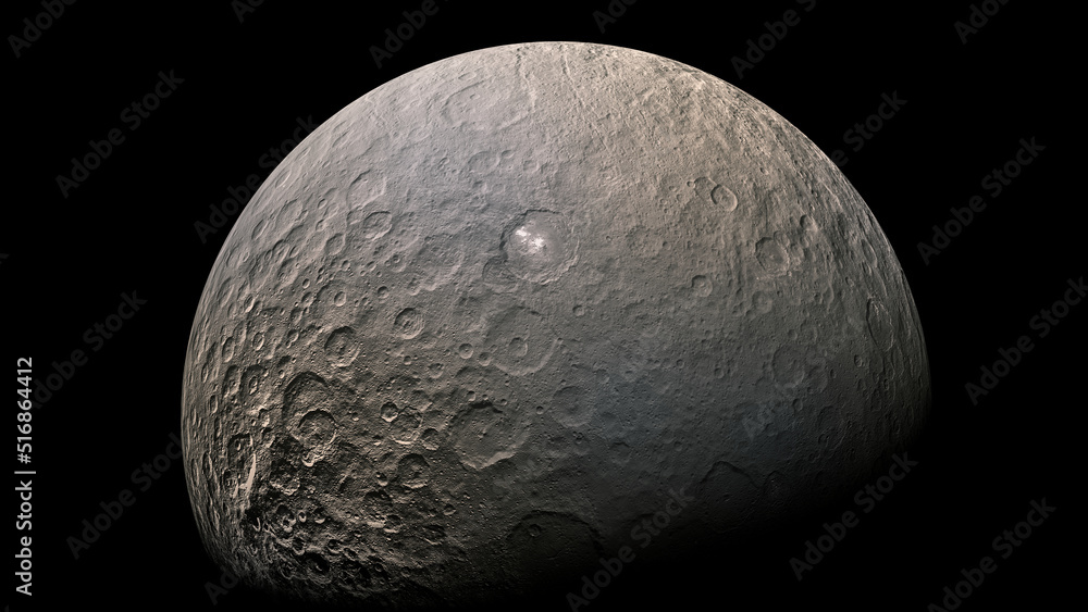 Photo Art Print Ceres a dwarf planet in the asteroid belt between Mars and Jupiter 3d rendering science illustration Josh