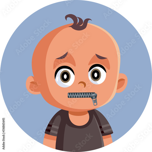 Little Baby Not Speaking Yet Vector Concept Illustration. Child with speech delay unable to communicate his needs
