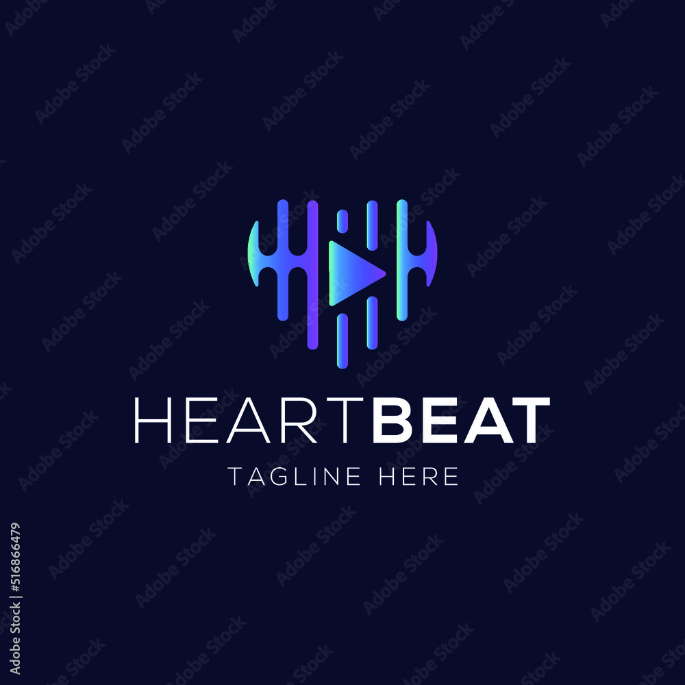 Heartbeat and love pulse logo design template with trendy style Heartbeat and love pulse logo design template with trendy style