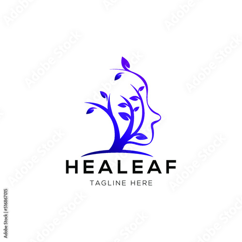 Mindfulness and tree logo design template with elegant style