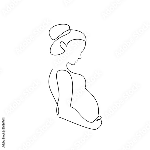 continuous one line drawing of happy pregnant woman editable hand drawn line art vector design