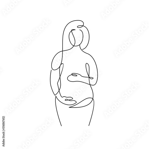 continuous one line drawing of happy pregnant woman editable hand drawn line art vector design