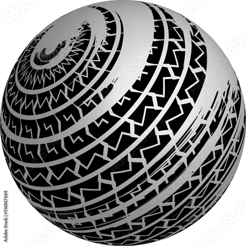 3d Abstract . Texture with wavy, billowy lines. Optical art background. Wave design black and white. Tire Tracks. Vector illustration