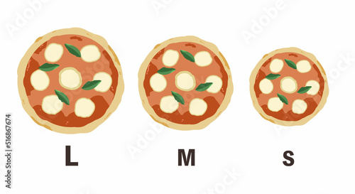 ピザ　サイズごと　真上