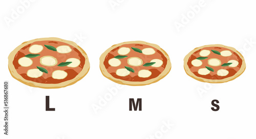 ピザ　サイズごと　アイソメ図