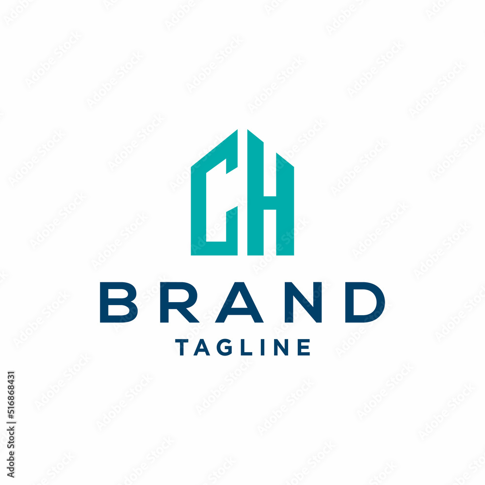 Fototapeta premium letter ch real estate logo building 