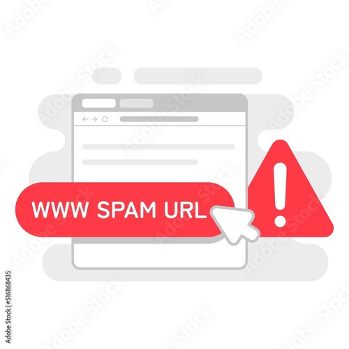 don't click spam URL, suspicious and dangerous hyperlink concept illustration flat design vector eps10. modern graphic element for landing page, empty state ui, infographic, icon