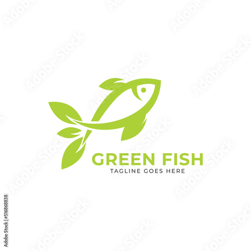 Aquaponic Farming Fish and Leaf Logo Template.