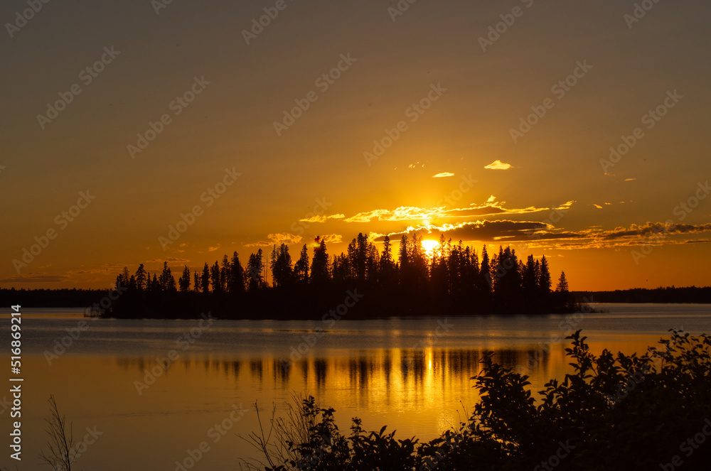 Sunset at Astotin lake, Elk Island