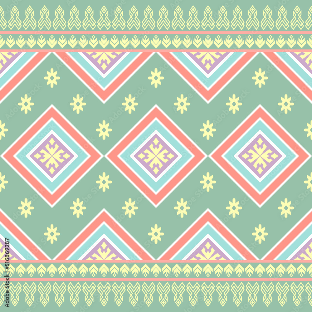Green Pastel Symmetry Geometric Ethnic Seamless Pattern Green Pastel Symmetry Geometric Ethnic Seamless Pattern