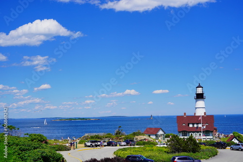 Portland, Maine, USA - 07 03 2022: The Portland Head Lighthouse in Cape Elizabeth, Maine, USA photo
