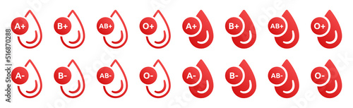 Blood group icon vector. Types of blood (A, B, AB, O), vector illustration.