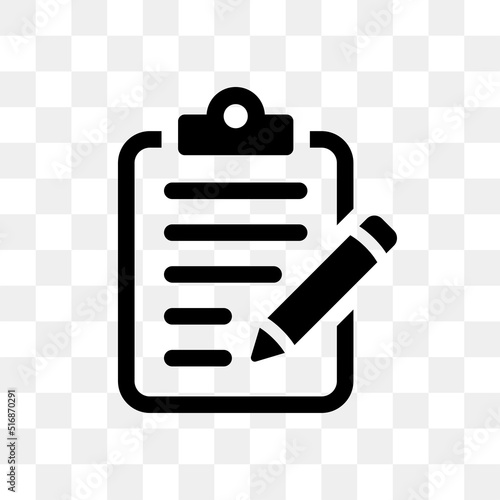 Clipboard with pencil icon isolated on transparent background.