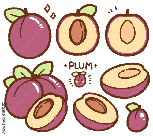 plum cartoon drawing set