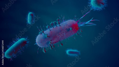 The medical concept of bacteriophage fights against bacteria cells. CGI render photo