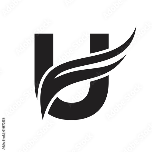 Letter U Wing Logo Design. Transportation Logo Letter U and Wings Concept