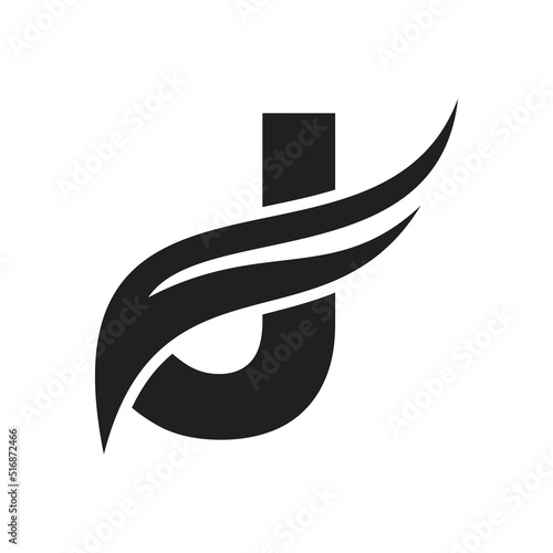 Letter J Wing Logo Design. Transportation Logo Letter J and Wings Concept photo