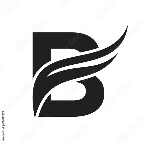 Letter B Wing Logo Design. Transportation Logo Letter B and Wings Concept photo