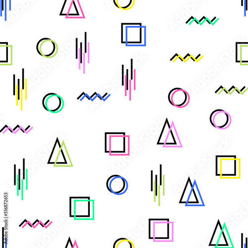 Colorful memphis seamless pattern. 80s design.