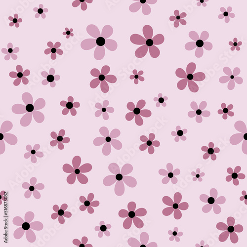 Pink floral background. Seamless pattern. For banner, poster, backdrop, car, wrapping paper, etc. Vector EPS 8.