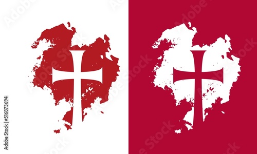 Grunge style christian cross for Ash Wednesday web banner or social graphic. The first day of Lent is a holy day of prayer and fasting.