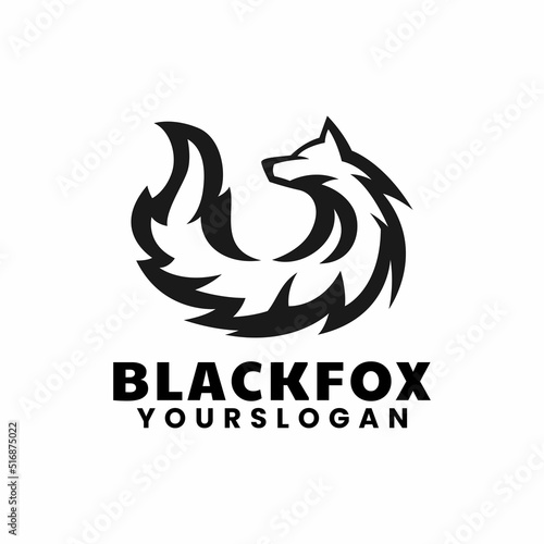 Fototapeta Naklejka Na Ścianę i Meble -  black fox logo design