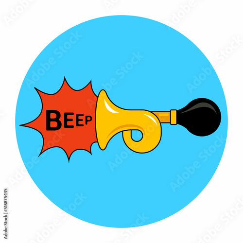 the yellow horn makes a loud sound. flat vector illustration