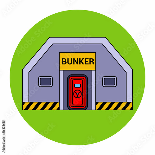 concrete bomb shelter on a white background. hide from nuclear weapons. flat vector illustration.
